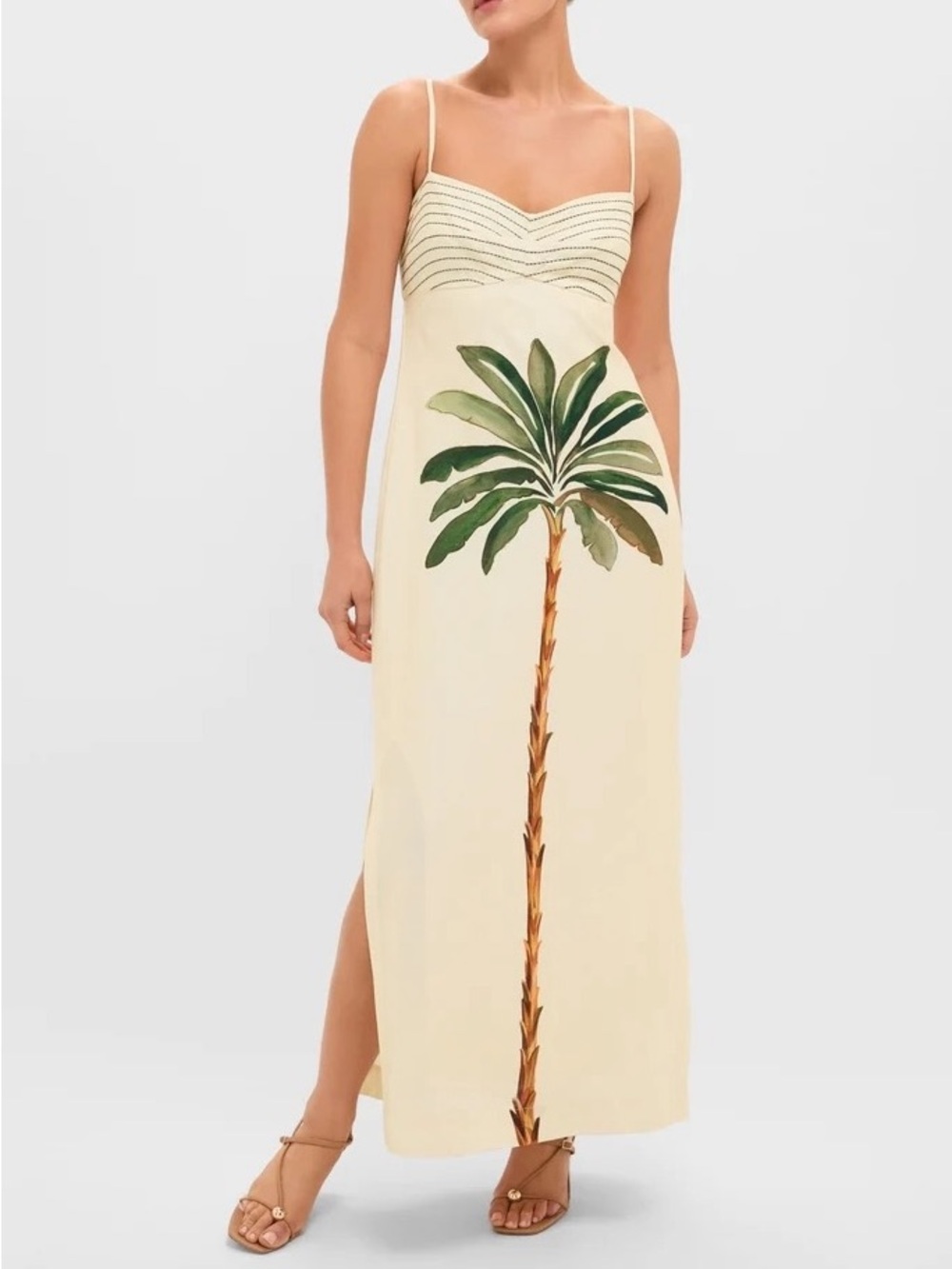 Tuckernuck Cream Midi Dress with Stripe Bodice